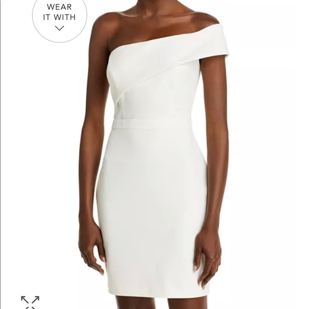 Aqua brand one-shoulder white cocktail dress